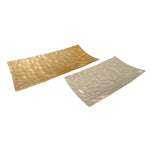 Benzara Aluminium Trays with Hammered Design, Gold and Silver, Set of  2