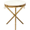 Benzara Marble Top Accent Table with Stainless Steel Crossed Legs, White  and Gold