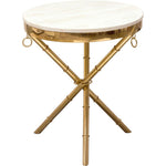 Benzara Marble Top Accent Table with Stainless Steel Crossed Legs, White  and Gold