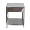 Benzara Square Stainless Steel Accent Table with One Drawer  and Open Bottom Shelf, Silver