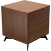 Benzara Wooden Two Drawers End Table with Slanted Metal Feet, Walnut Brown and Black