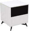 Benzara Two Tone Wooden Spacious End Table with Slanted Metal Feet, White and Black