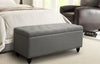 Benzara Linen Upholstered Tufted Trunk with Lift Top Storage and Bun Style Wood Feet, Gray and Brown