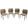 Benzara Diamond Tufted Leatherette Dining Chair with Metal Legs, Coffee Brown, Set  of 4