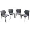 Benzara Diamond Tufted Leatherette Dining Chair with Metal Legs, Gray, Set  of 4