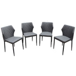 Benzara Diamond Tufted Leatherette Dining Chair with Metal Legs, Gray, Set  of 4