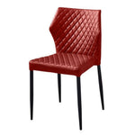 Benzara Diamond Tufted Leatherette Dining Chair with Metal Legs, Red, Set  of 4