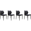 Benzara Diamond Tufted Leatherette Dining Chair with Metal Legs, Black, Set  of 4