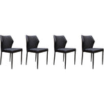 Benzara Diamond Tufted Leatherette Dining Chair with Metal Legs, Black, Set  of 4