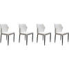 Benzara Diamond Tufted Leatherette Dining Chair with  Metal Legs, White, Set  of 4