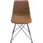 Benzara Leatherette Upholstered Dining Chair with  Metal Legs, Brown  and Black, Set  of 4
