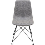 Benzara Leatherette Upholstered Dining Chair with  Metal Legs, Gray  and Black, Set  of 4