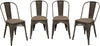 Benzara Bamboo Seat Dining Chair with Metal Frame, Brown, Set  of 4