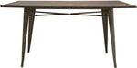 Benzara Rustic Finish Bamboo Top Rectangular Dining Table with Tapered Metal Base, Brown