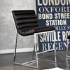 Benzara Leatherette Counter Height Chair with Channel Tufting Details  and Metal Frame, Black  and Silver