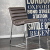 Benzara Leatherette Counter Height Chair with Channel Tufting Details  and Metal Frame, Gray  and Silver