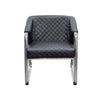 Benzara Leatherette Accent Chair with Quilted Seat and Tabular Stainless Steel Frame, Black and Silver