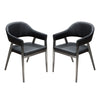 Benzara Leatherette Accent Chair with Stainless Steel Tapered Feet, Black and Silver, Pack of Two