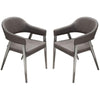 Benzara Leatherette Accent Chair with Stainless Steel Tapered Feet, Gray and Silver, Pack of Two