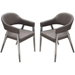 Benzara Leatherette Accent Chair with Stainless Steel Tapered Feet, Gray and Silver, Pack of Two