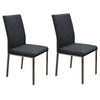 Benzara Fabric Upholstered Metal Dining Side Chairs with Back Handle, Gray and Silver, Pack of Two