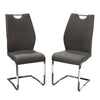 Benzara Fabric Upholstered Metal Dining Side Chairs with Handle, Gray and Silver, Pack of Two