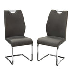Benzara Fabric Upholstered Metal Dining Side Chairs with Handle, Gray and Silver, Pack of Two