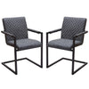 Benzara Diamond Tufted Leatherette Dining Chairs with Metal Cantilever Base, Gray and Black, Pack of Two