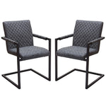 Benzara Diamond Tufted Leatherette Dining Chairs with Metal Cantilever Base, Gray and Black, Pack of Two
