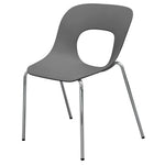 Benzara Plastic Accent Chairs with Open Backrest and Metal Legs, Gray, Pack of Four