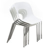 Benzara Plastic Accent Chairs with Open Backrest and Metal Legs, White, Pack of Four
