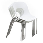 Benzara Plastic Accent Chairs with Open Backrest and Metal Legs, White, Pack of Four