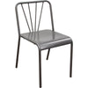 Benzara Vintage Style Metal Dining Chairs with Slat Style Back, Gray, Pack of Two