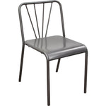 Benzara Vintage Style Metal Dining Chairs with Slat Style Back, Gray, Pack of Two