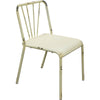 Benzara Vintage Style Metal Dining Chairs with Slat Style Back, Antique White, Pack of Two