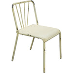 Benzara Vintage Style Metal Dining Chairs with Slat Style Back, Antique White, Pack of Two