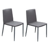 Benzara Modern Style Leatherette Upholstered Dining Chairs with Metal Tapered Legs, Gray