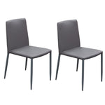 Benzara Modern Style Leatherette Upholstered Dining Chairs with Metal Tapered Legs, Gray