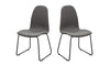 Benzara Fabric Upholstered Dining Side Chairs with Metal Sled Legs, Set of  2, Gray and Black