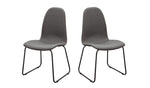 Benzara Fabric Upholstered Dining Side Chairs with Metal Sled Legs, Set of  2, Gray and Black