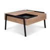 Benzara Wooden Coffee Table with Lift Top and Removable Glass Tray, Natural Brown and Black