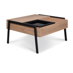 Benzara Wooden Coffee Table with Lift Top and Removable Glass Tray, Natural Brown and Black