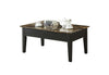 Benzara Rectangular Wooden Coffee Table with Faux Marble Lift Top, Black and Brown