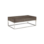 Benzara 18 Inch Coffee Table with Metal Tubular Base, Silver and Gray
