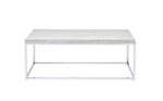 Benzara Wooden Rectangular Coffee Table with Metal Open Base, Silver