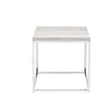 Benzara Modern Style Metal Square End Table with Wooden Top, Gray and Silver