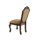 Benzara Wooden Side Chair with Fabric Upholstered Seat and Back, Brown and Beige, Set of  2