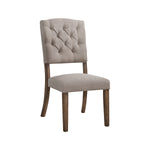 Benzara Padded Side Chair with Flared Legs, Set of 2, Beige and Brown