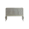 Benzara Wooden Server with Four Drawers and Mirror Accents, Champagne Silver