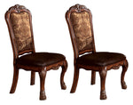 Benzara Leatherette Side Chair with Claw Legs, Set of 2, Brown